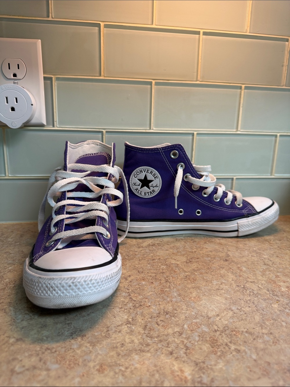 Converse Purple High Top Sneakers with White Accents